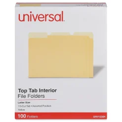 Universal File Folder, Straight Cut, Letter Size, Yellow, 100/Box (UNV12304)
