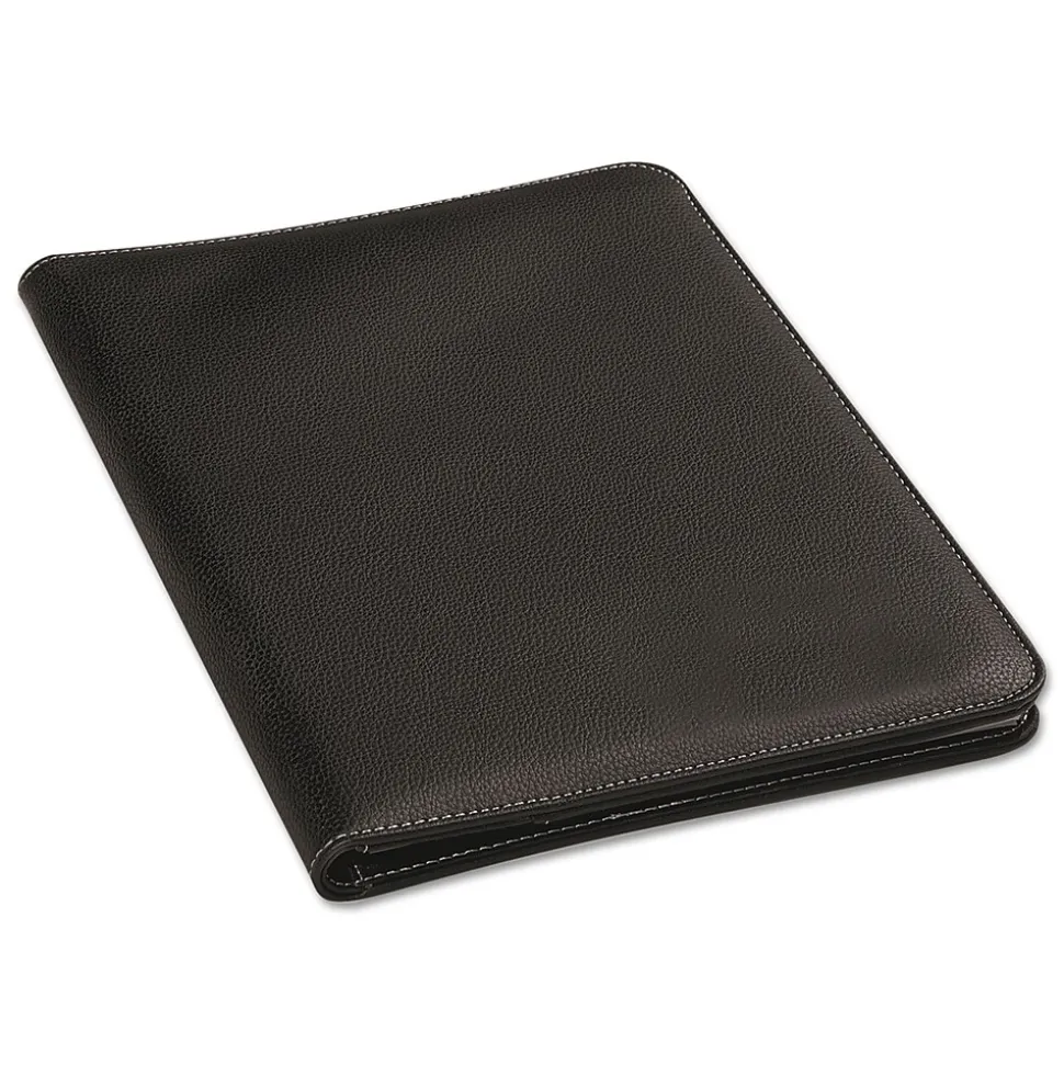 Universal Leather-Look Pad Folio Leather Padfolio, Black (UNV32660)