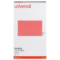 Universal Recycled Hanging File Folder, Legal Size, Red, 25/Box (UNV14218)