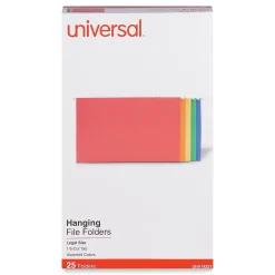 Universal Recycled Hanging File Folders, Legal Size, Assorted Colors, 25/Box (UNV14221)