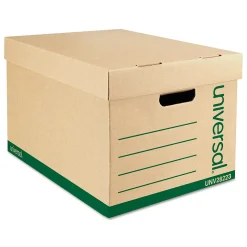 Universal Recycled Record Storage Boxes, Letter/Legal, Kraft, Stacking Strength 510 lbs., 10"H x 12"W x 15"D, 12/Ct