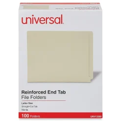 Universal Reinforced File Folder, Letter Size, Manila, 100/Box (UNV13300)