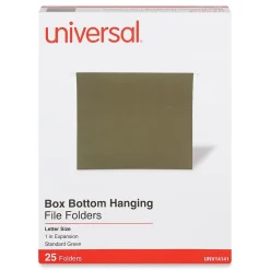 Universal Reinforced Recycled Hanging File Folder, Letter Size, Standard Green, 25/Box (UNV14141)