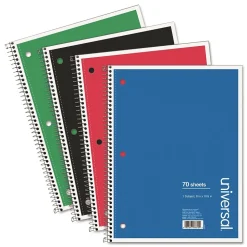 Universal 1-Subject Notebooks, 8" x 10.5", Law, 70 Sheets, Assorted Colors, 4/Pack (UNV66624)