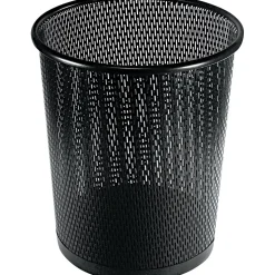 Urban Collection Punched Metal Wastebin, 595.82 Ml, Steel, Black Satin, 9"dia