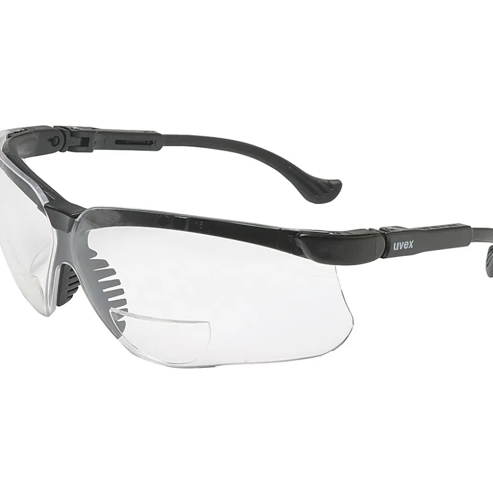 Uvex Genesis® Eyewear, Reading Magnifier Glasses, +2.0, Black Frame, Clear Lens (S3762)