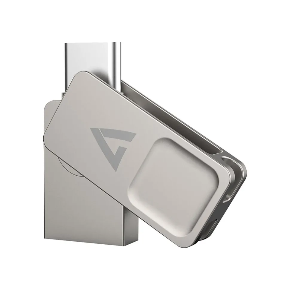 V7 Dual 128GB USB 3.2 Type C Flash Drive, Gray (VF3128GTC)