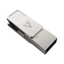V7 Dual 128GB USB 3.2 Type C Flash Drive, Gray (VF3128GTC)
