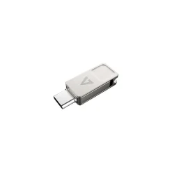 V7 Dual 128GB USB 3.2 Type C Flash Drive, Gray (VF3128GTC)