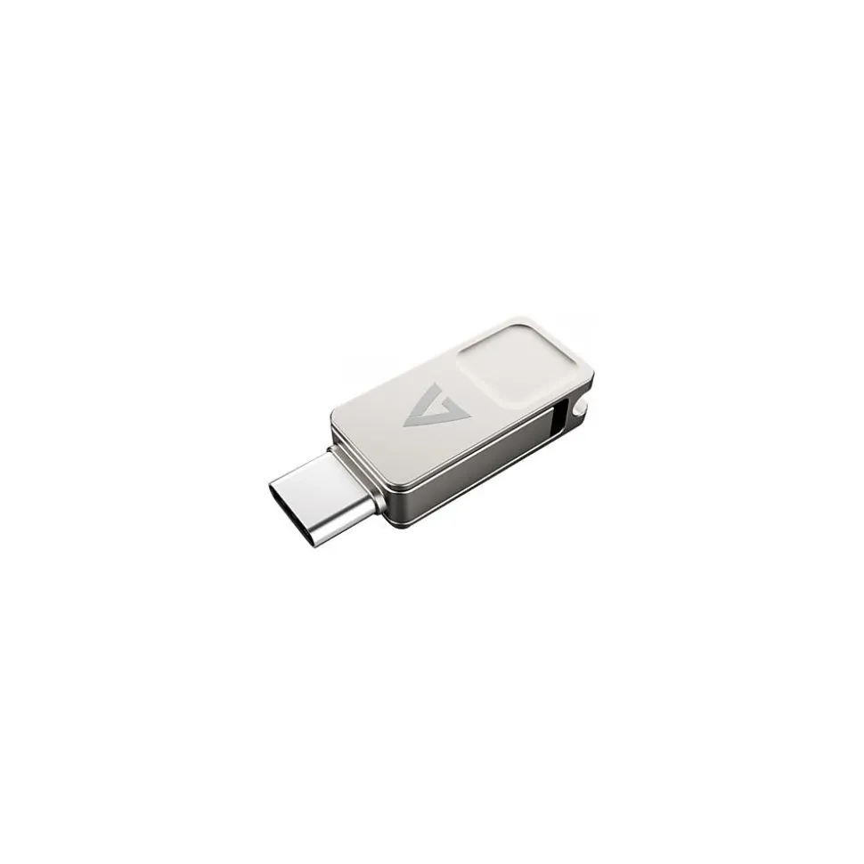 V7 Dual 128GB USB 3.2 Type C Flash Drive, Gray (VF3128GTC)