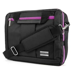 Vangoddy Nylon Backpack Messenger Shoulder Bag Case for 11 to 12 Inch Laptop, Black Purple (PT_NBKLEA275_17)