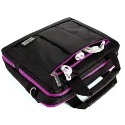 Vangoddy Nylon Backpack Messenger Shoulder Bag Case for 11 to 12 Inch Laptop, Black Purple (PT_NBKLEA275_17)