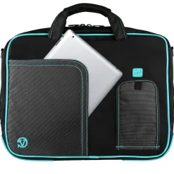 Vangoddy Nylon Business Messenger Bag, Black/Aqua (PT_NBKLEA781_17)