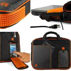 Vangoddy Office Busines Travel 12" Nylon Water Resistant Laptop Bag, Black/Orange (PT_000001242)