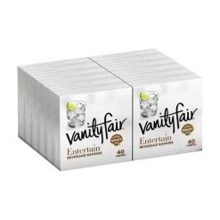Vanity Fair Entertain Beverage Beverage Napkin, 2-ply, White, 40 Napkins/Pack, 12/Carton (35134)