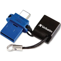 Verbatim 32GB Store 'n' Go Dual USB Flash Drive for USB-C Devices, Blue, 32 GB, USB Type C, USB 3.0, Blue