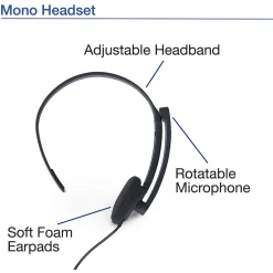 Verbatim Mono Headset, Over-the-Head, Black (70722)