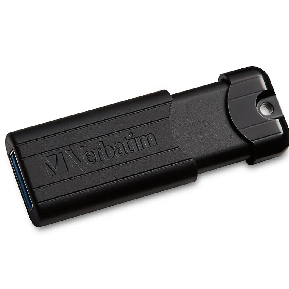 Verbatim PinStripe 32GB USB 3.2 Type A Flash Drive, Black (49317)