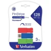 Verbatim PinStripe 128GB USB 3.2 Type-A Flash Drive, Red/Green/Blue, 3/Pack (70390)