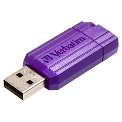 Verbatim PinStripe 16GB USB 2.0 Type A Flash Drive, Violet (98045)
