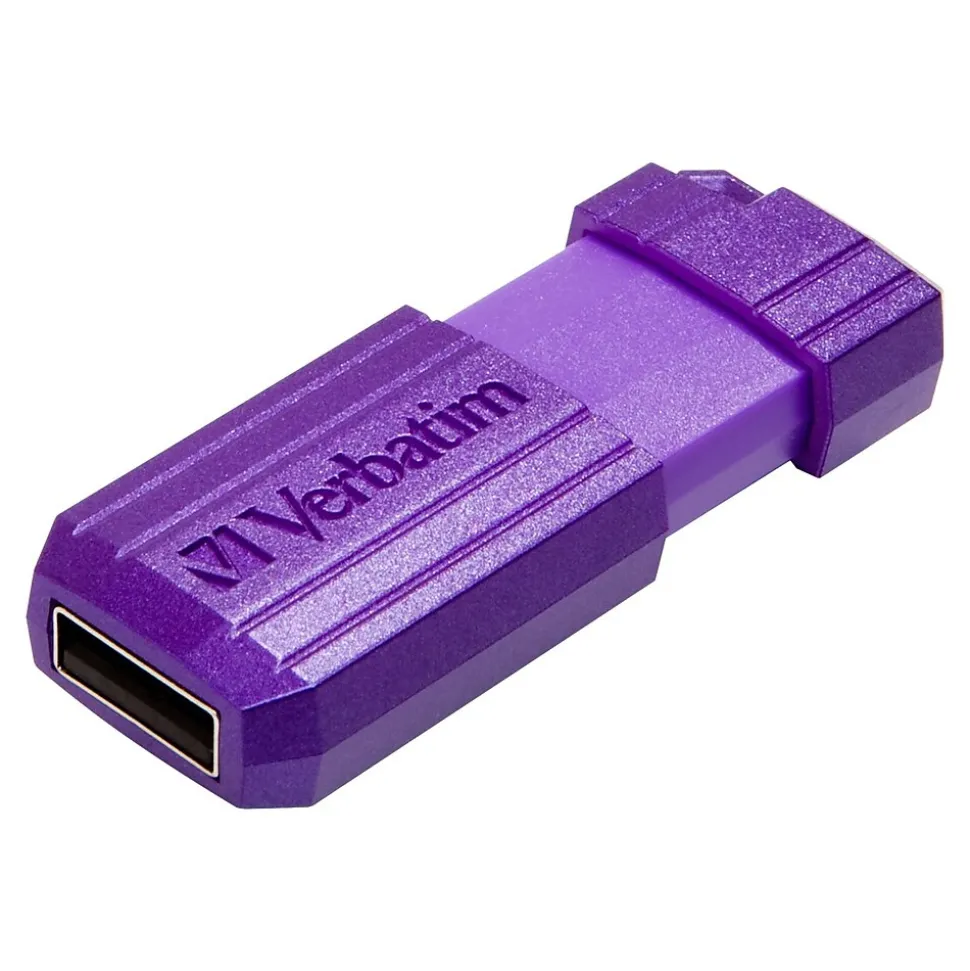 Verbatim PinStripe 16GB USB 2.0 Type A Flash Drive, Violet (98045)