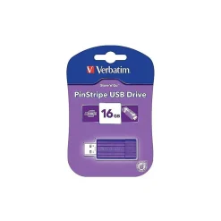 Verbatim PinStripe 16GB USB 2.0 Type A Flash Drive, Violet (98045)