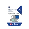 Verbatim Store 'n' Flip 32GB USB 2.0 Type A Flash Drive, Mint/Blue (70061)