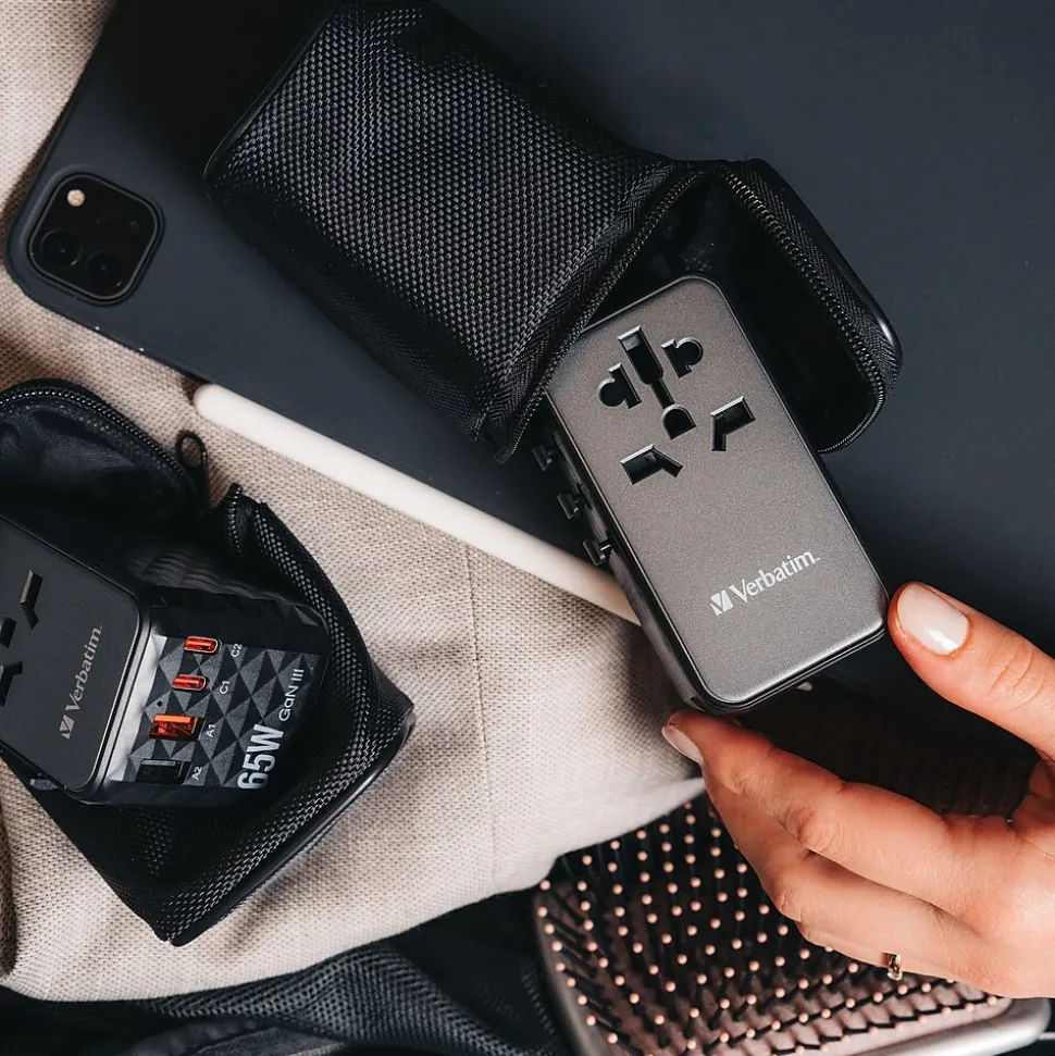 Verbatim UTA-10 GaN III Universal Travel Adapter 140W – USB-C, USB-A