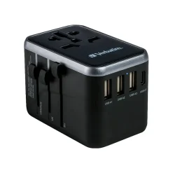 Verbatim UTA-04 Plastic Travel Power Adapter, Black (49546)