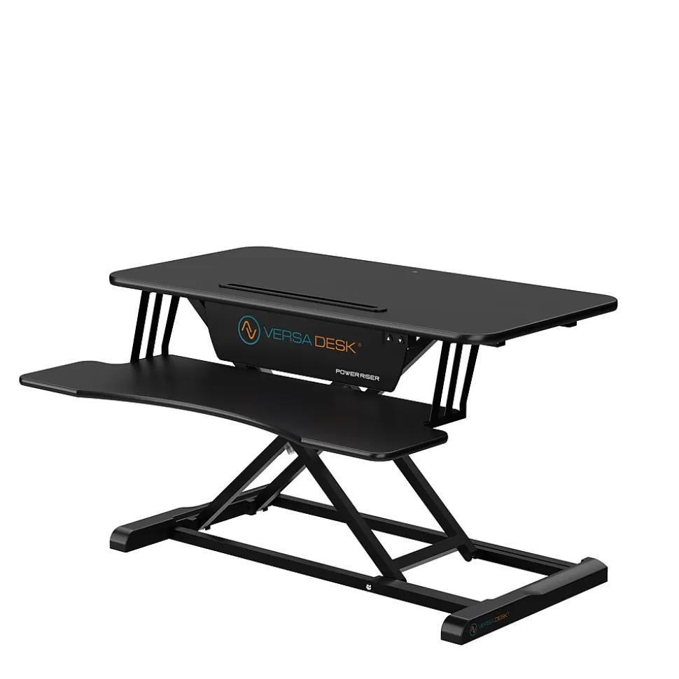 VersaDesk Power Riser 32"W Electric Adjustable Standing Desk Converter, Black (VDPR3124-BB)