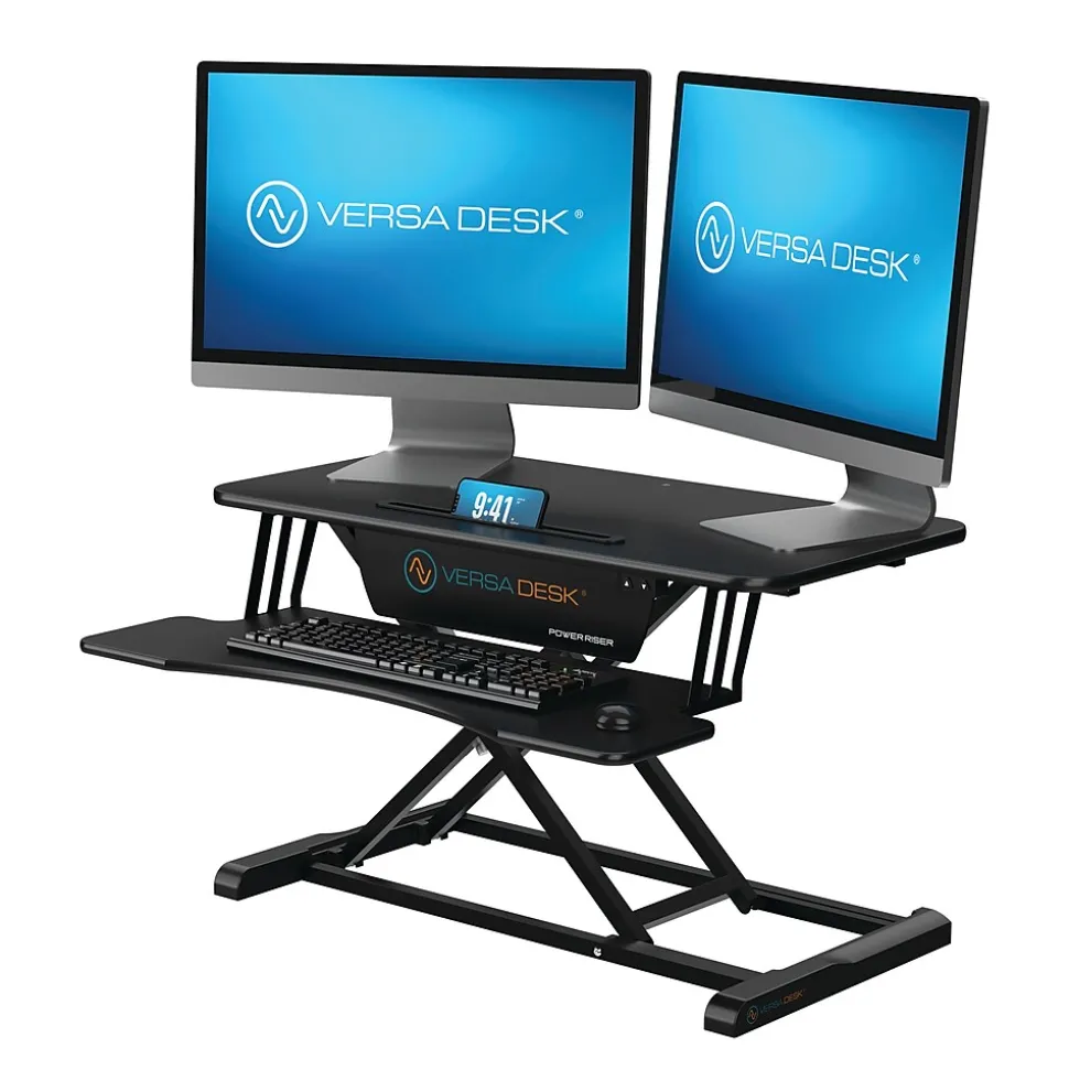 VersaDesk Power Riser 32"W Electric Adjustable Standing Desk Converter, Black (VDPR3124-BB)