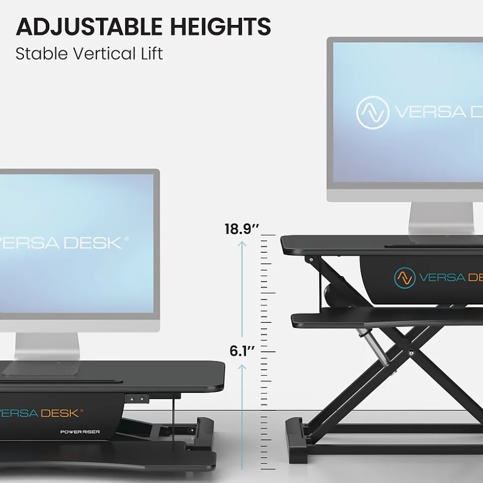 VersaDesk Power Riser 32"W Electric Adjustable Standing Desk Converter, Black (VDPR3124-BB)