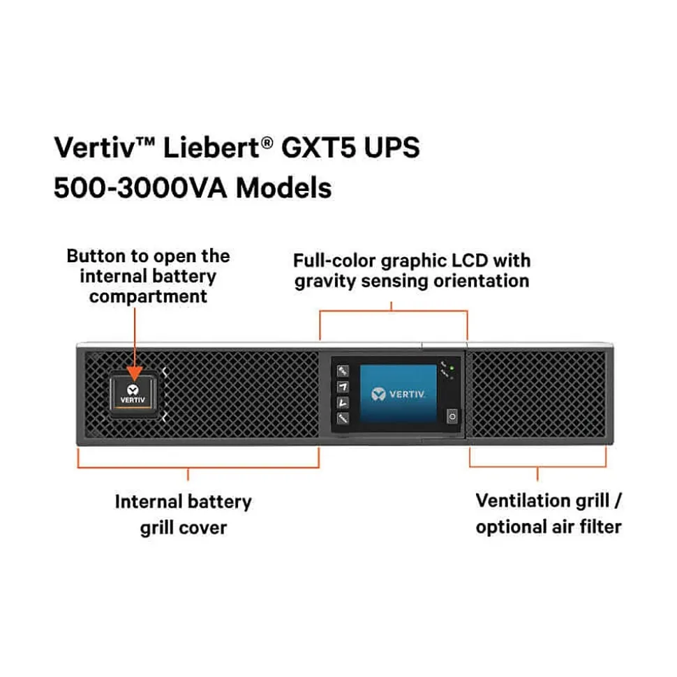 Vertiv Liebert GXT5 2000VA 6-Outlet On-Line UPS, Black (GXT5-2000LVRT2UXLN)
