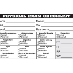 Veterinary Examination Medical Labels, Physical Exam Checklist, White, 2.5 x 4 inch, 100 Labels
