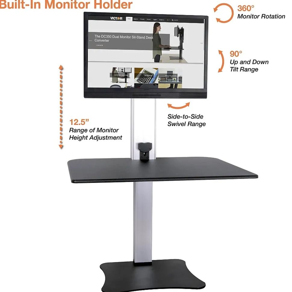 Victor Technology 28" W High Rise™ Electric Single Monitor Standing Desk, Laminate Wood (DC400)