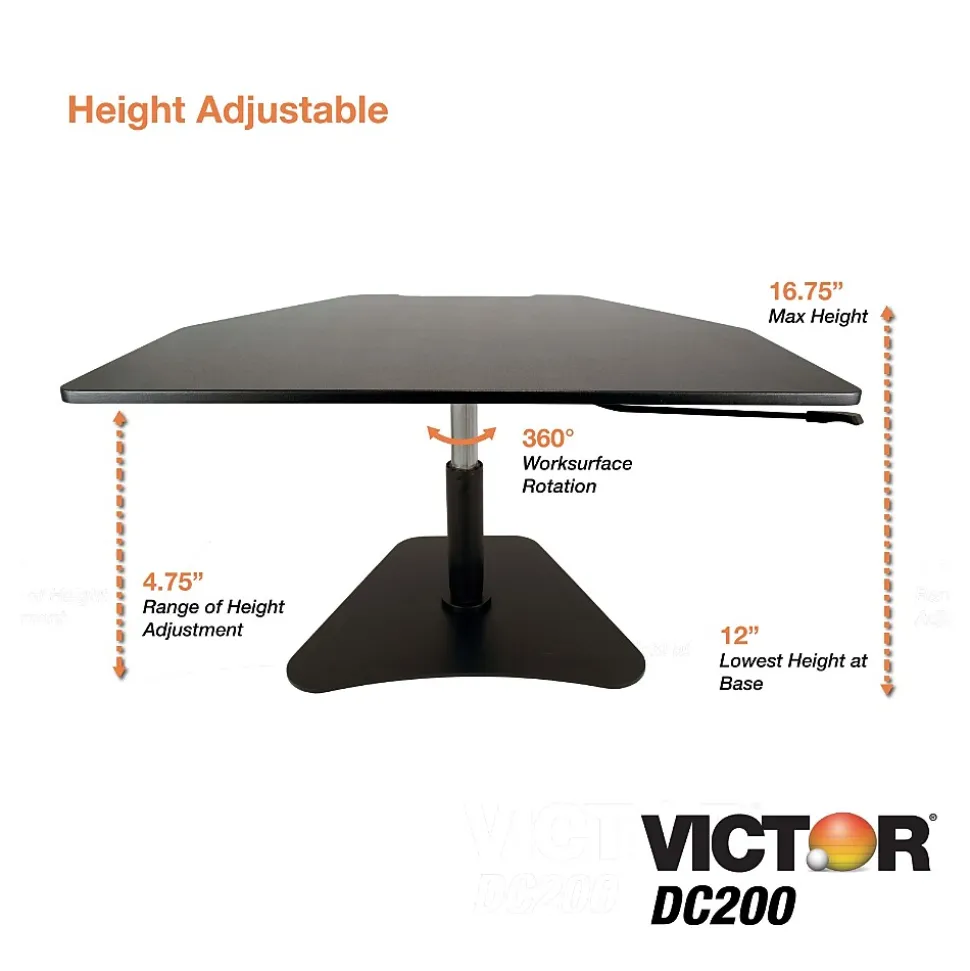 Victor Technology High Rise Adjustable Standing Desk Converter, 28" W, Laminate Wood (DC200)