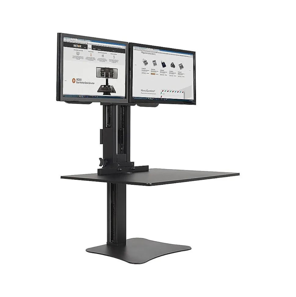 Victor Technology High Rise™ Manual Dual Monitor Standing Desk, 28" W, Laminate Wood (DC350)