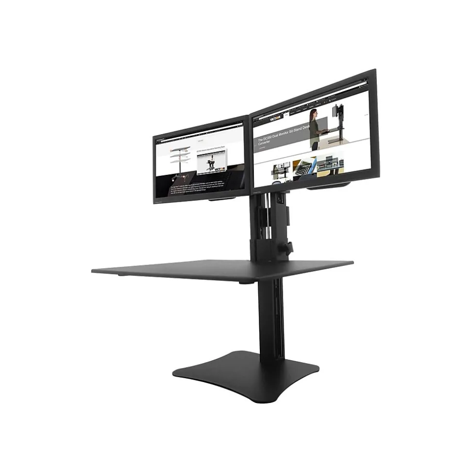 Victor Technology High Rise™ Manual Dual Monitor Standing Desk, 28" W, Laminate Wood (DC350)