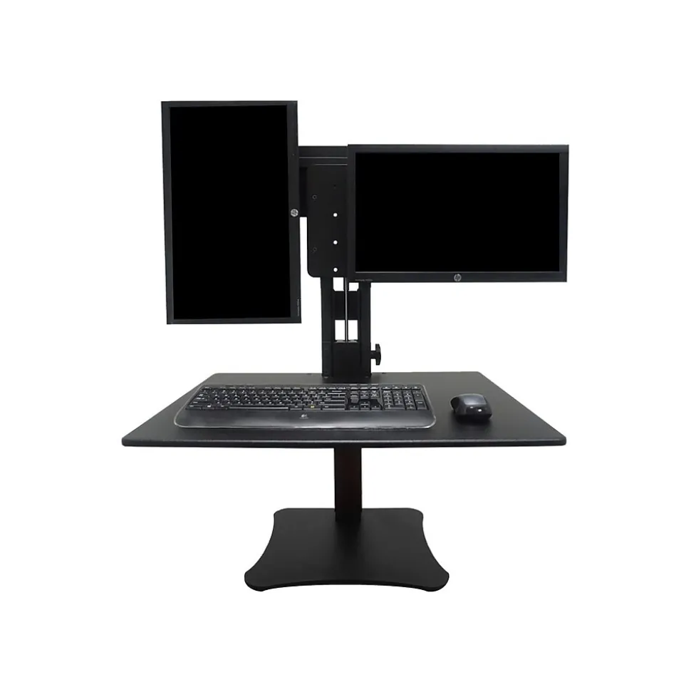 Victor Technology High Rise™ Manual Dual Monitor Standing Desk, 28" W, Laminate Wood (DC350)