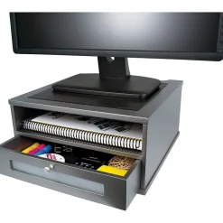 Victor Technology Wood Monitor Riser, Classic Silver (S1175)