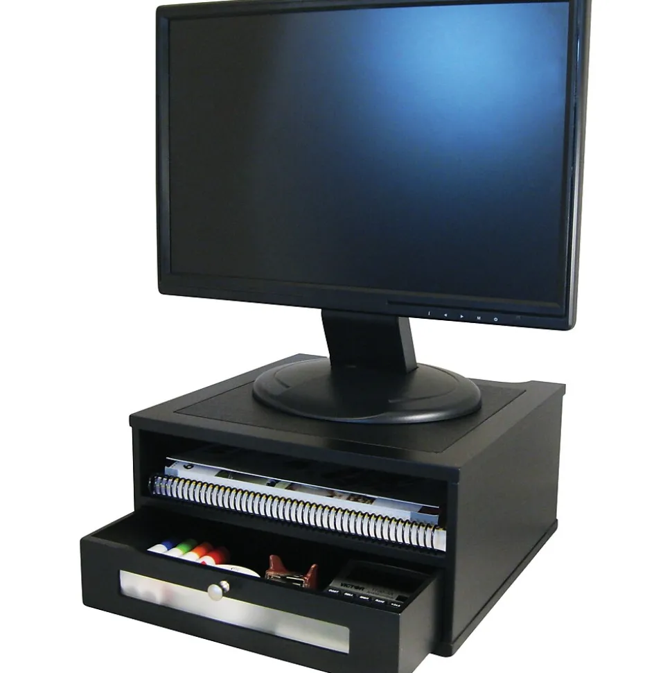 Victor Technology Wooden Desktop Monitor Riser, Midnight Black (1175-5)