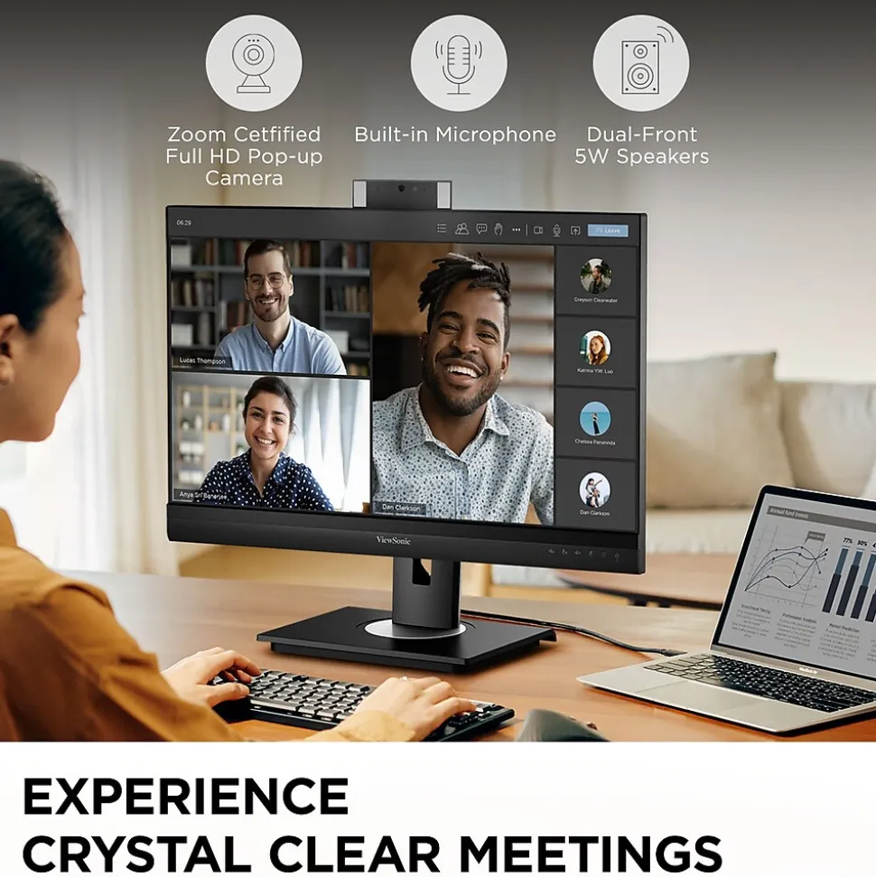 ViewSonic 27" 100 Hz LCD QHD Business Monitor, Black (VG2757V-2K)