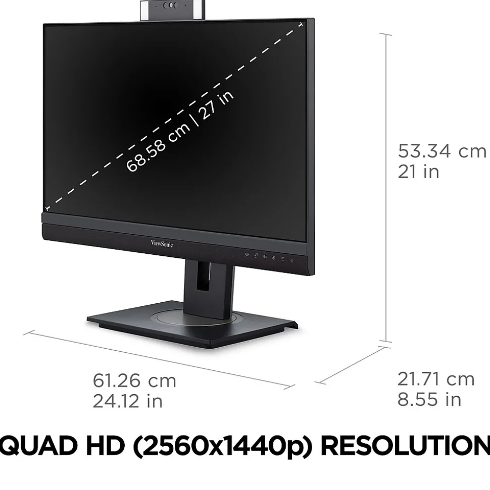 ViewSonic 27" 100 Hz LCD QHD Business Monitor, Black (VG2757V-2K)