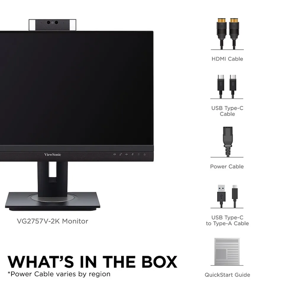 ViewSonic 27" 100 Hz LCD QHD Business Monitor, Black (VG2757V-2K)