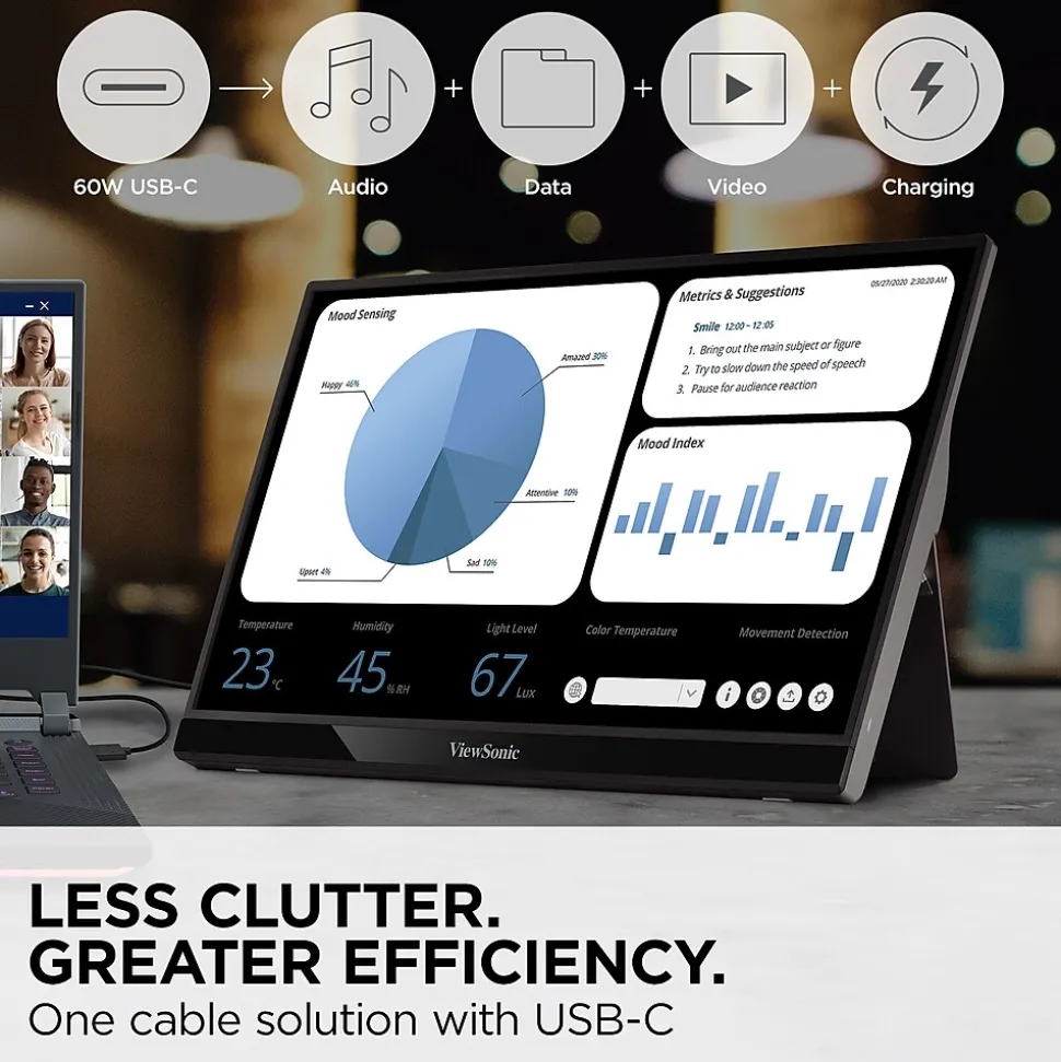 ViewSonic 15.6" 60Hz LCD Monitor, Black (VG1655)