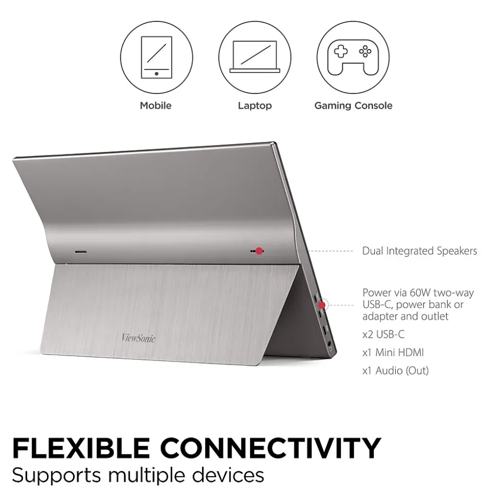 ViewSonic 15.6" 60Hz LCD Monitor, Black (VG1655)