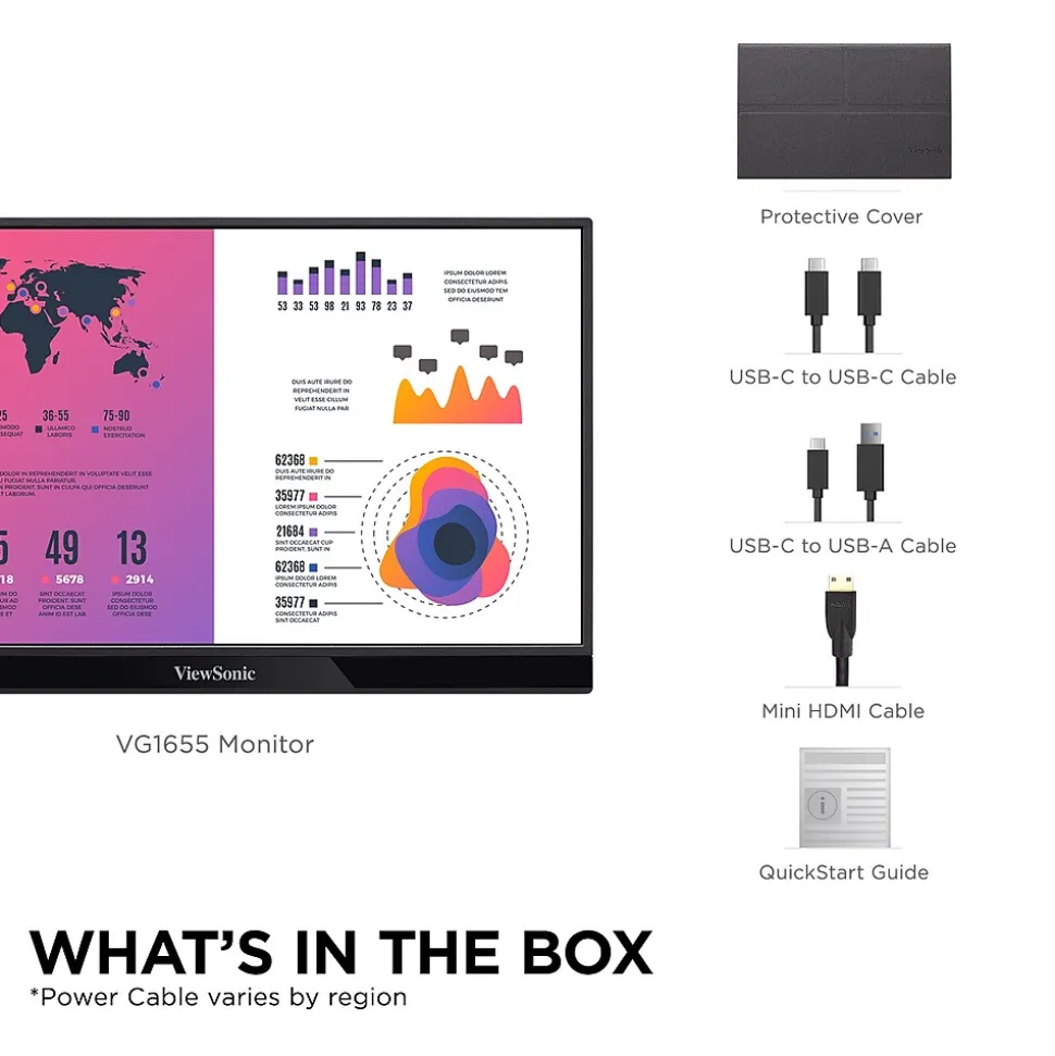 ViewSonic 15.6" 60Hz LCD Monitor, Black (VG1655)