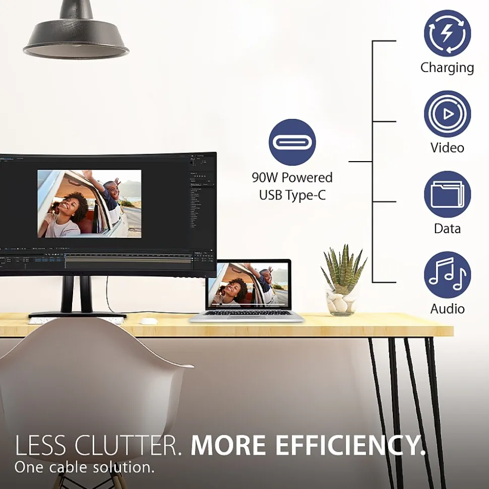 ViewSonic ColorPro 34" Curved 100 Hz LCD Monitor, Black (VP3481A)