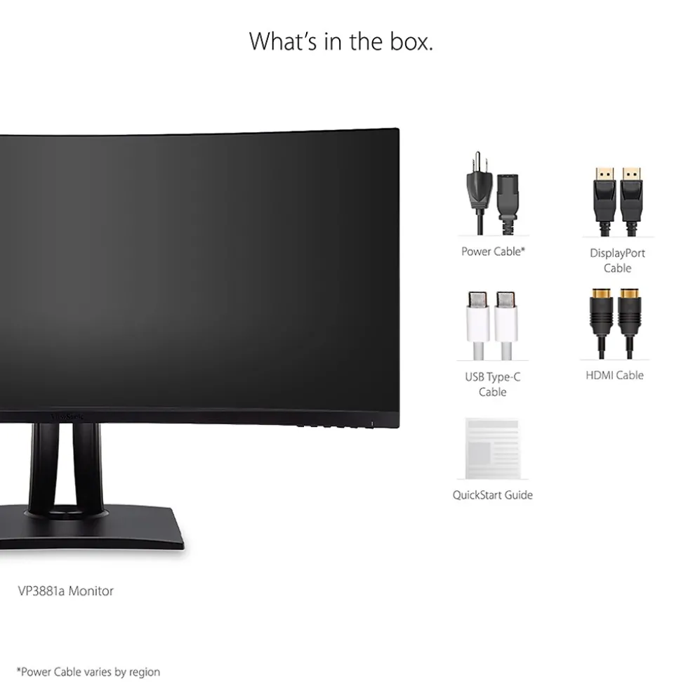 ViewSonic ColorPro 38" Curved 4K Ultra HD 60 Hz LED Monitor, Black (VP3881A)