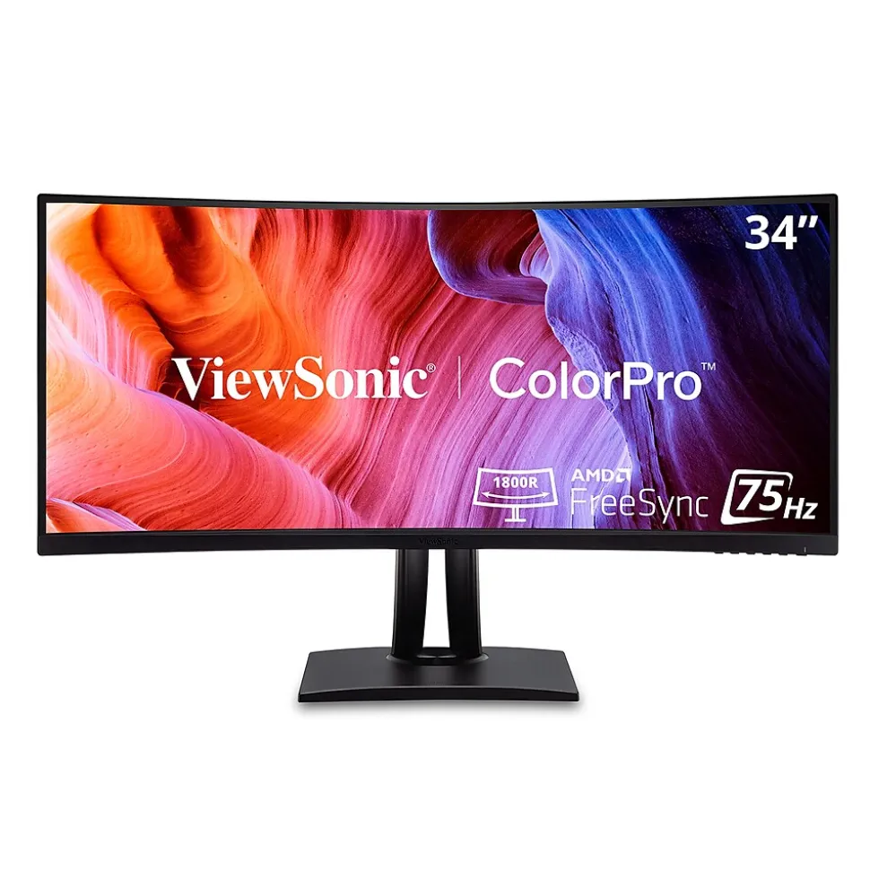 ViewSonic ColorPro 34" Curved 75Hz LED Monitor, Black (VP3456A)